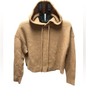 Babaton Tan Hooded Knit Sweater